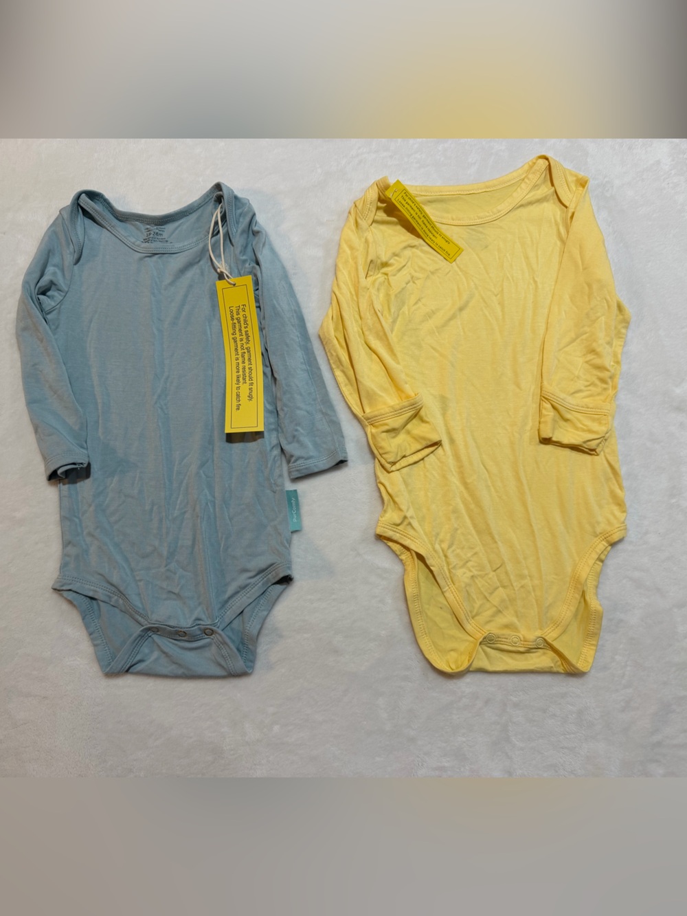 Luxe Kids Long-Sleeve Bodysuit Set in Light Blue & Pale Yellow